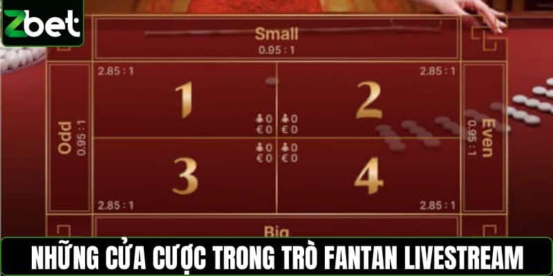 Những cửa cược trong trò Fantan livestream